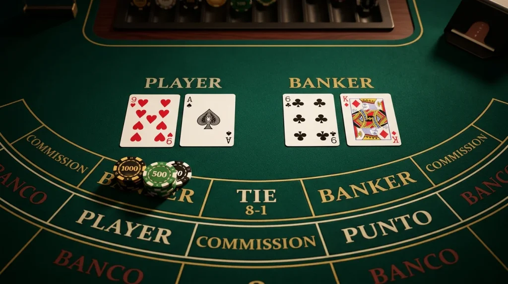 Imagen editorial ilustrando: Baccarat online en España