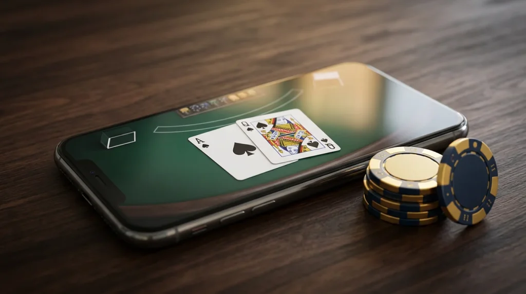 Imagen editorial ilustrando: Blackjack online con dinero real