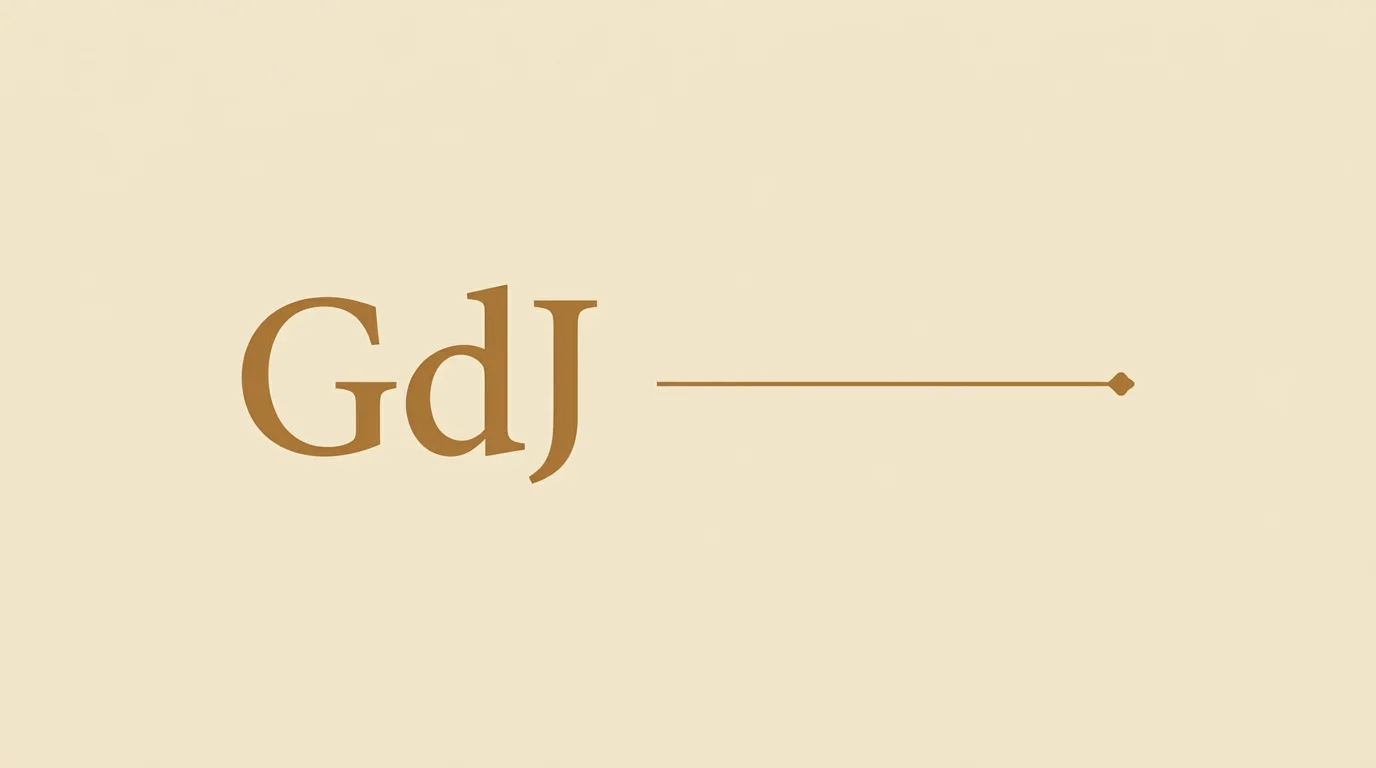 Insignia editorial de GuíadeJuegos con tipografía en tonos cálidos