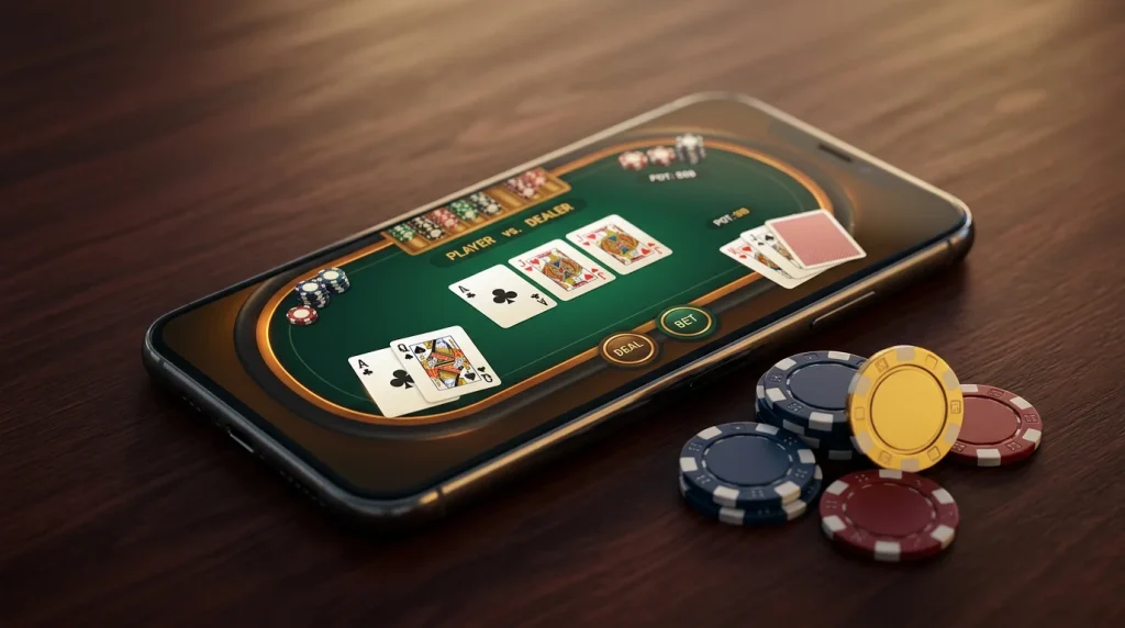 Imagen editorial ilustrando: Poker de casino con dinero real