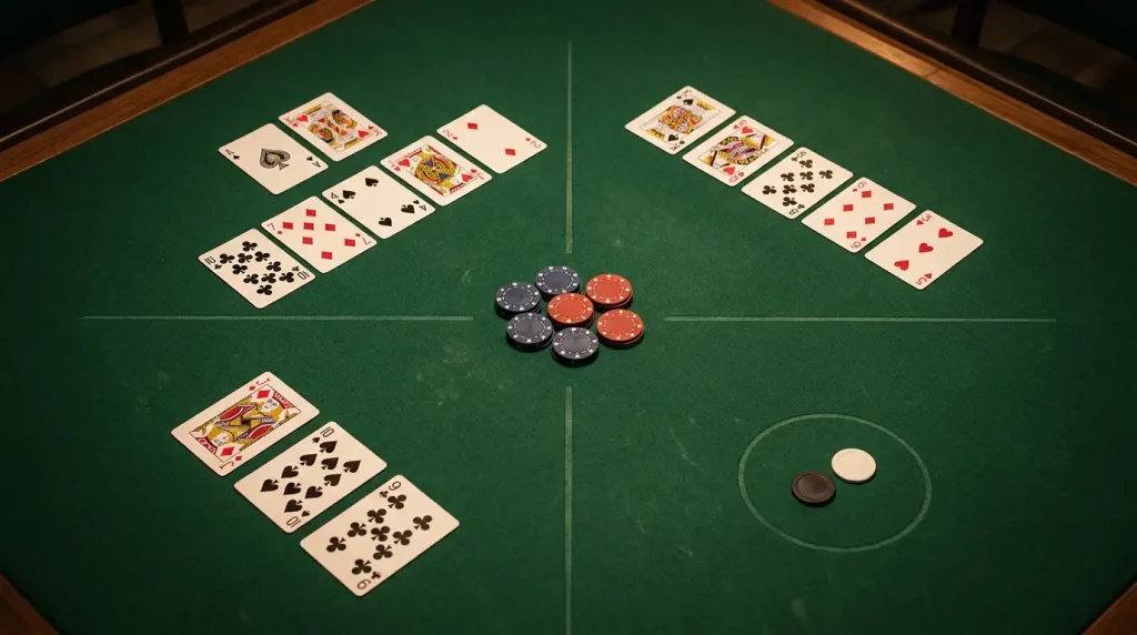 Imagen editorial ilustrando: Variantes de poker de casino: Texas Hold
