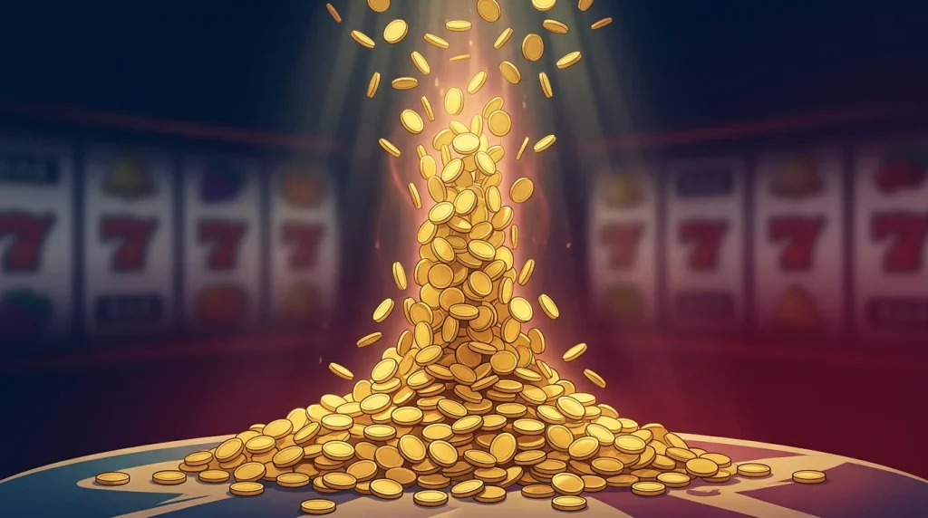 Imagen editorial ilustrando: Tragamonedas con jackpot progresivo